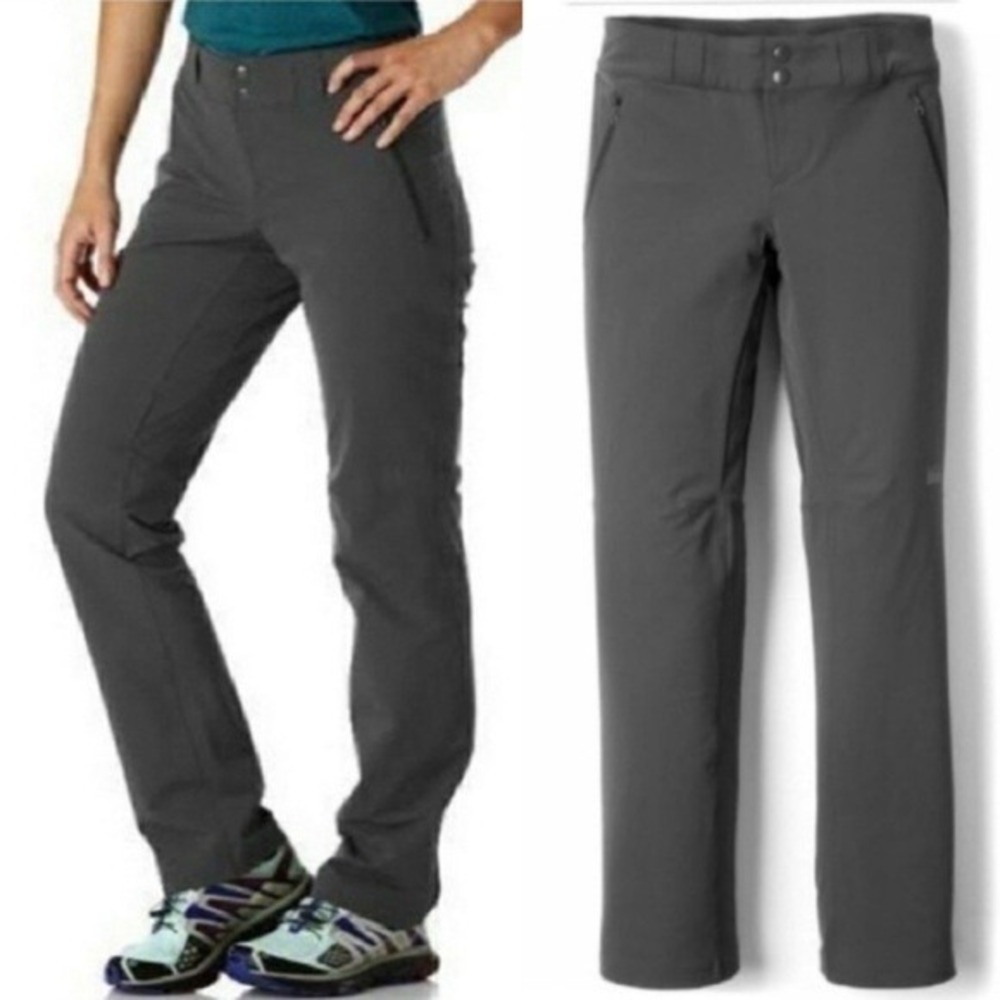REI Coop Pants Womens 14 Petite Gray Activator Soft-Shell Semi Fitted Belted